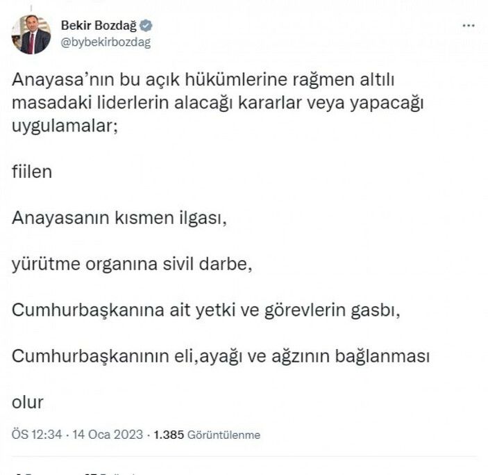 Bakan Bozdağ: Yürütme yetkisi ortak kullanılamaz #1